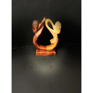 Rare African Hand Carved Wooden Sculpture Loving Man and Woman 11 Inch Abstract